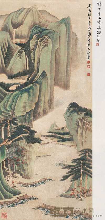 张大千 青绿山水 立轴 129×54cm